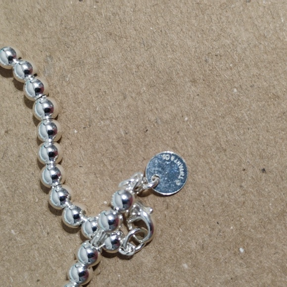 SALE! Auth Tiffany & Co. Sterling Silver 925 Beaded Heart Charm BraceleT - Picture 6 of 12